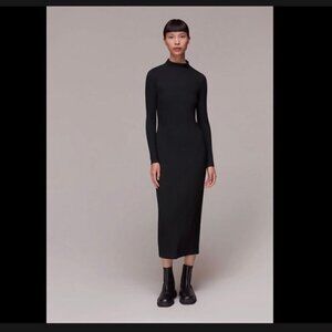 Whistles | Black Rib Polo Jersey Dress